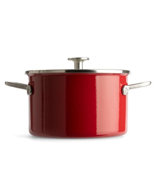Faitout émaillé avec couvercle Core Steel induction rouge/crème - D.20 cm
