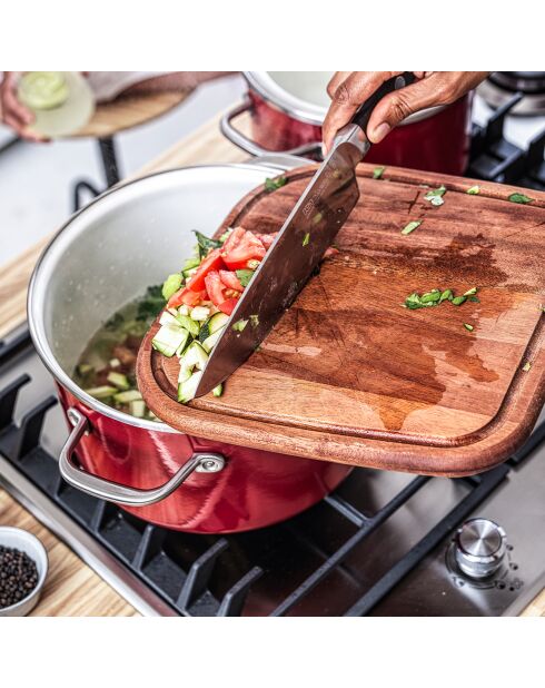 Faitout émaillé avec couvercle Core Steel induction rouge/crème - D.24 cm