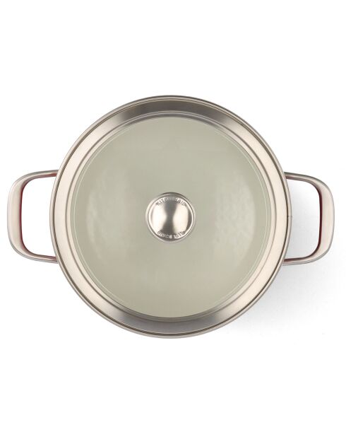 Faitout émaillé avec couvercle Core Steel induction rouge/crème - D.24 cm