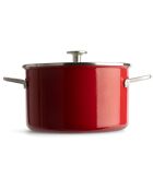 Faitout émaillé avec couvercle Core Steel induction rouge/crème - D.24 cm