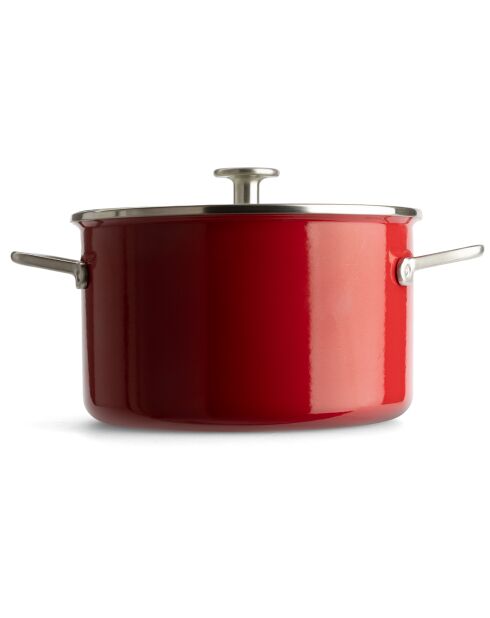 Faitout émaillé avec couvercle Core Steel induction rouge/crème - D.24 cm
