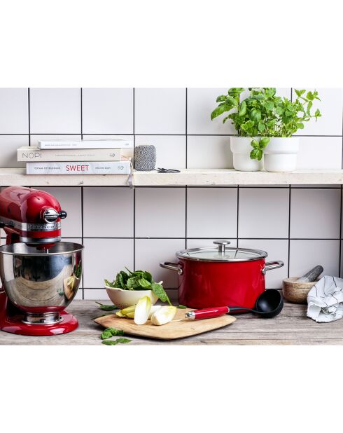 Faitout émaillé avec couvercle Core Steel induction rouge/crème - D.24 cm