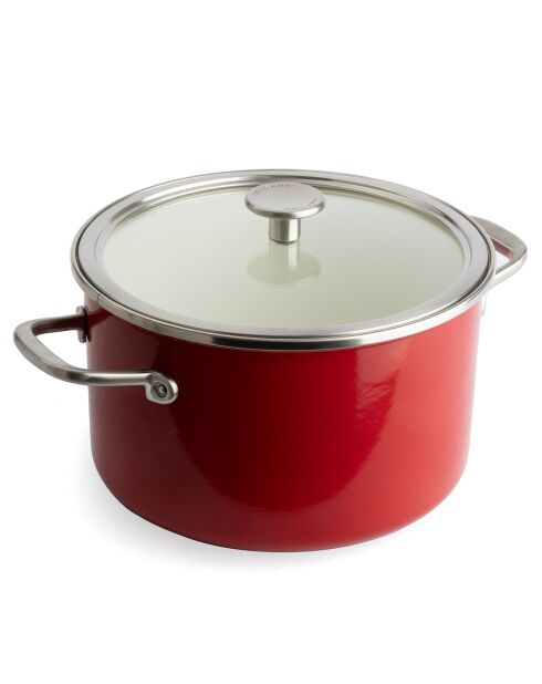 Casserole émaillée avec couvercle Core Steel induction rouge/crème - D.16 cm