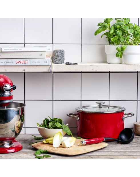 Casserole émaillée avec couvercle Core Steel induction rouge/crème - D.16 cm