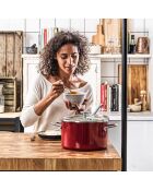 Casserole émaillée avec couvercle Core Steel induction rouge/crème - D.16 cm