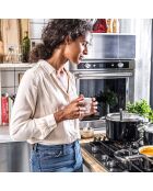 Casserole émaillée avec couvercle Core Steel induction noir/crème - D.20 cm