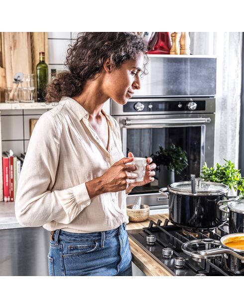 Casserole émaillée avec couvercle Core Steel induction noir/crème - D.20 cm
