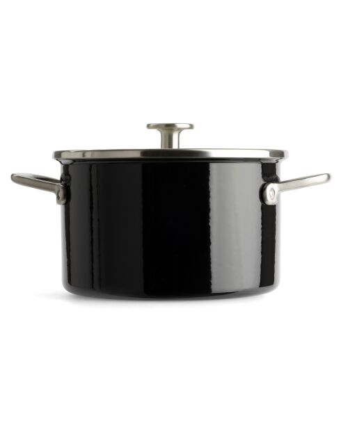 Casserole émaillée avec couvercle Core Steel induction noir/crème - D.20 cm