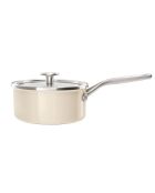 Casserole émaillée avec couvercle Core Steel induction crème - D.20 cm