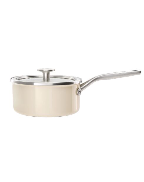 Casserole émaillée avec couvercle Core Steel induction crème - D.20 cm