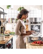 Casserole émaillée avec couvercle Core Steel induction crème - D.20 cm