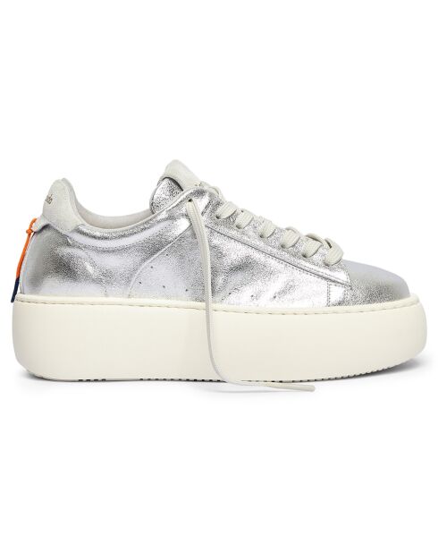 Sneakers en Cuir Grace argentées