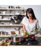 Poêle acier inoxydable revêtement céramique induction argenté/noir - D.28 cm