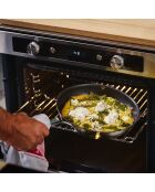 Poêle acier inoxydable revêtement céramique induction argenté/noir - D.28 cm