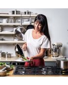 Poêle acier inoxydable revêtement céramique induction argenté/noir - D.28 cm