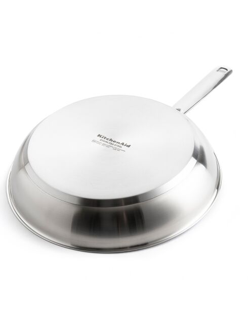 Poêle acier inoxydable revêtement céramique induction argenté/noir - D.28 cm