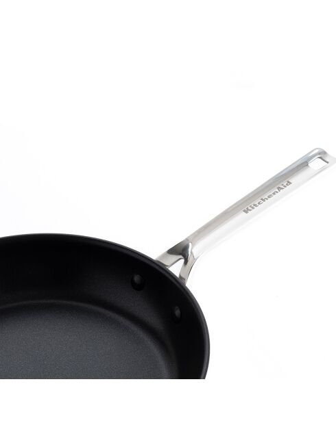 Poêle acier inoxydable revêtement céramique induction argenté/noir - D.28 cm