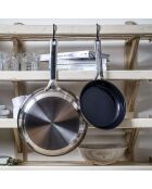 2 Poêles acier inoxydable revêtement céramique induction argenté/noir - D.20/D.28 cm