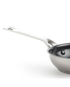 2 Poêles acier inoxydable revêtement céramique induction argenté/noir - D.20/D.28 cm