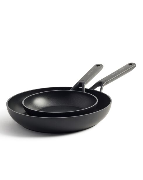 2 Poêles Classic revêtement céramique induction noires - D.20/D.28 cm