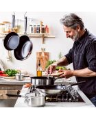 Poêle Classic acier inoxydable revêtement céramique induction argenté/noir - D.20 cm