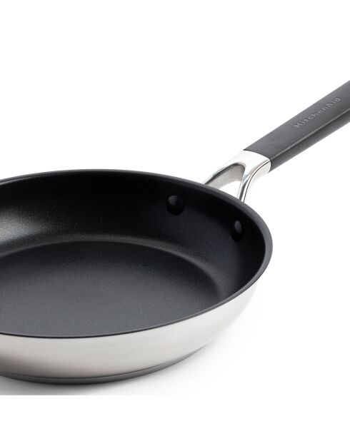 Poêle Classic acier inoxydable revêtement céramique induction argenté/noir - D.24 cm