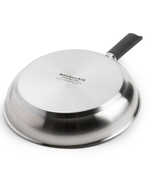 Poêle Classic acier inoxydable revêtement céramique induction argenté/noir - D.24 cm