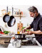 Poêle Classic acier inoxydable revêtement céramique induction argenté/noir - D.24 cm