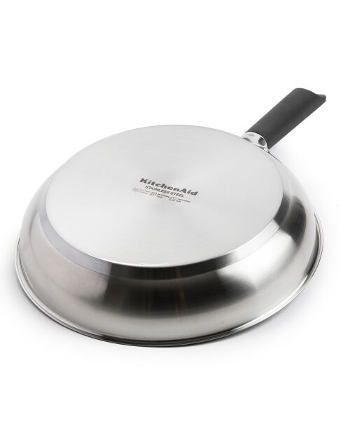 Poêle Classic acier inoxydable revêtement céramique induction argenté/noir - D.28 cm