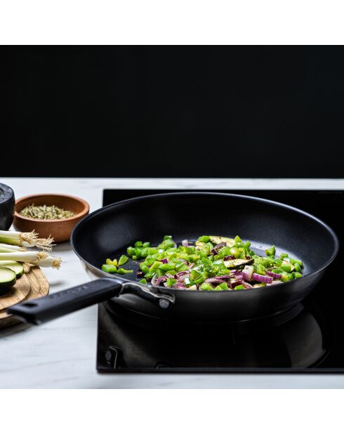 Poêle Classic acier inoxydable revêtement céramique induction argenté/noir - D.30 cm