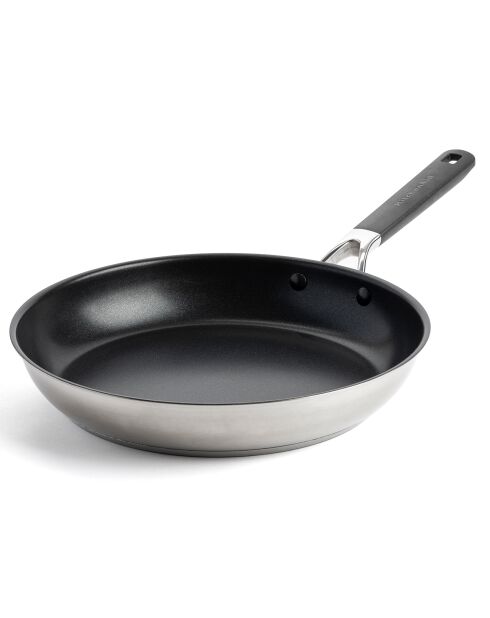 Poêle Classic acier inoxydable revêtement céramique induction argenté/noir - D.30 cm