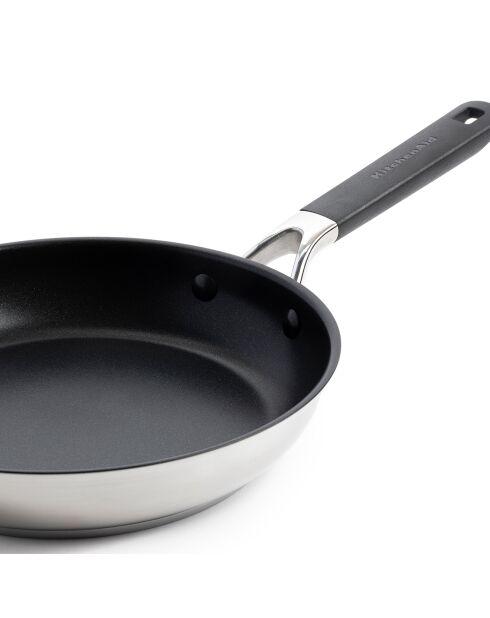 Poêle Classic acier inoxydable revêtement céramique induction argenté/noir - D.30 cm