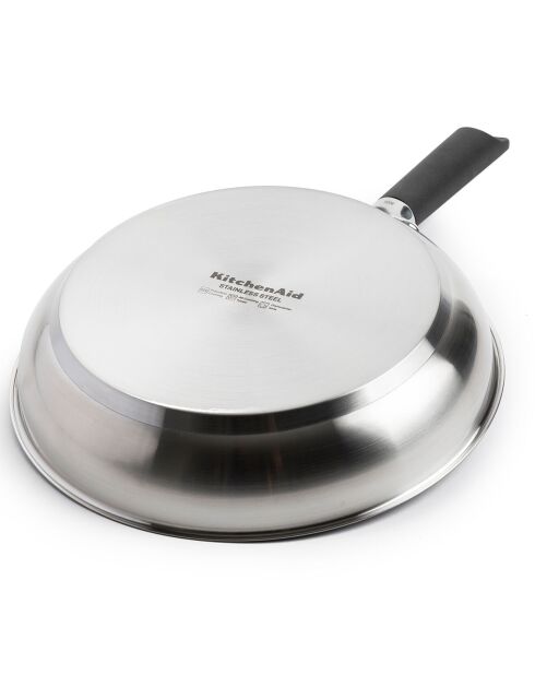Poêle Classic acier inoxydable revêtement céramique induction argenté/noir - D.30 cm
