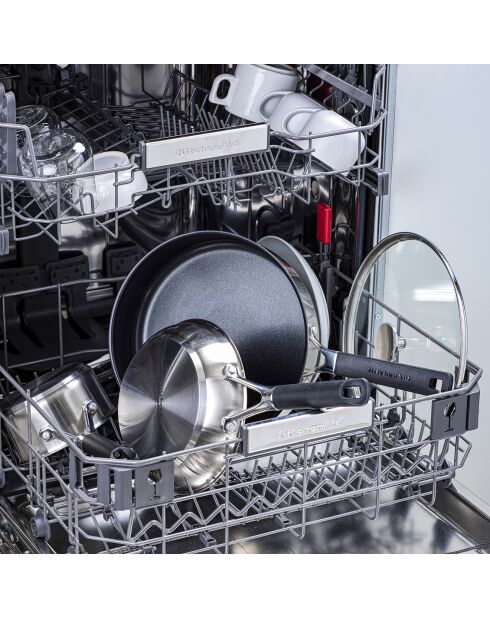 Poêle Classic acier inoxydable revêtement céramique induction argenté/noir - D.30 cm