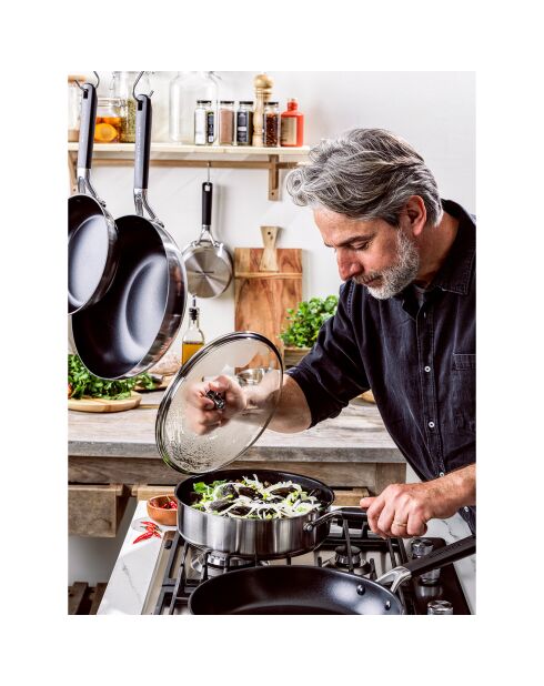 Sauteuse avec couvercle Classic induction argenté/noir - D.26 cm