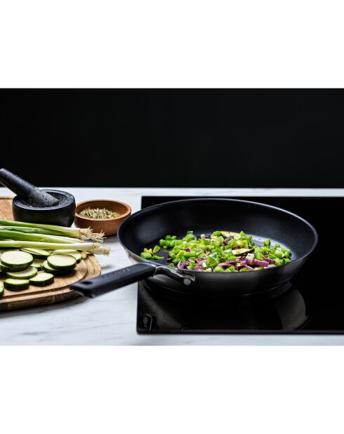 Wok Classic acier inoxydable revêtement céramique 3ply induction argenté/noir - D.28 cm