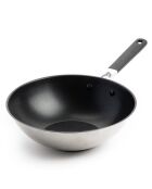 Wok Classic acier inoxydable revêtement céramique 3ply induction argenté/noir - D.28 cm