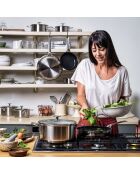 Poêle acier inoxydable revêtement céramique induction argenté/noir - D.20 cm