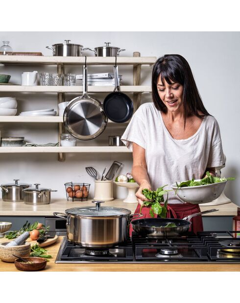 Casserole acier inoxydable induction argenté/noir - D.16 cm