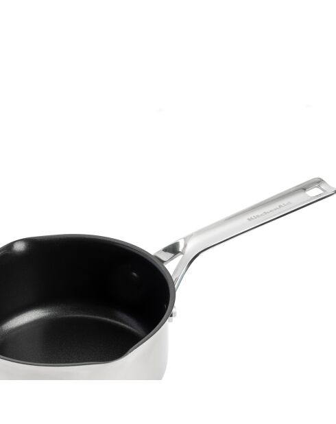 Casserole acier inoxydable induction argenté/noir - D.16 cm