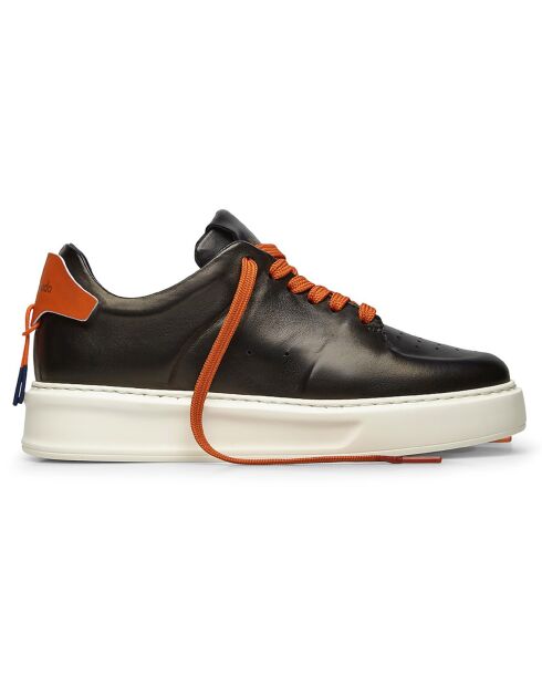 Sneakers en Cuir Pénélope noir/orange