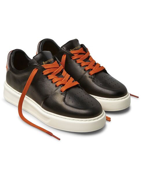 Sneakers en Cuir Pénélope noir/orange