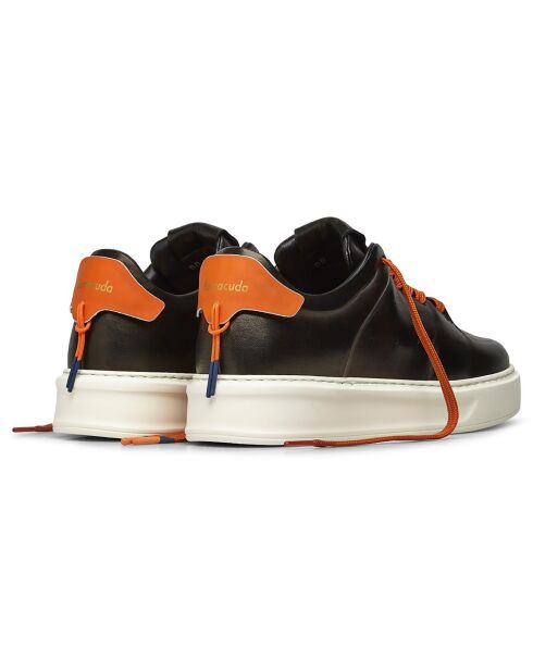 Sneakers en Cuir Pénélope noir/orange