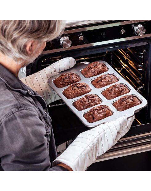 Moule 8 cakes mini rectangulaire gris anthracite - 38.7x24.9x4.2 cm