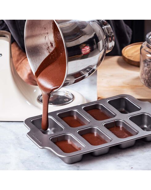 Moule 8 cakes mini rectangulaire gris anthracite - 38.7x24.9x4.2 cm