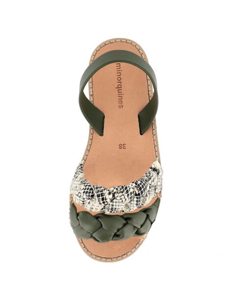 Grüne Cabrera-Ledersandalen