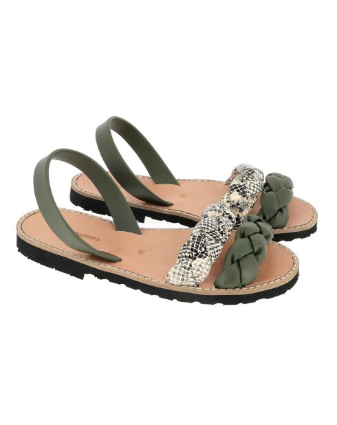 Grüne Cabrera-Ledersandalen
