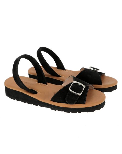 Schwarze Platja Ledersandalen