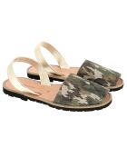 Avarcas de piel camuflada color caqui