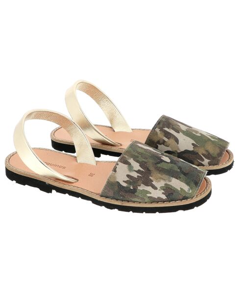 Avarcas de piel camuflada color caqui